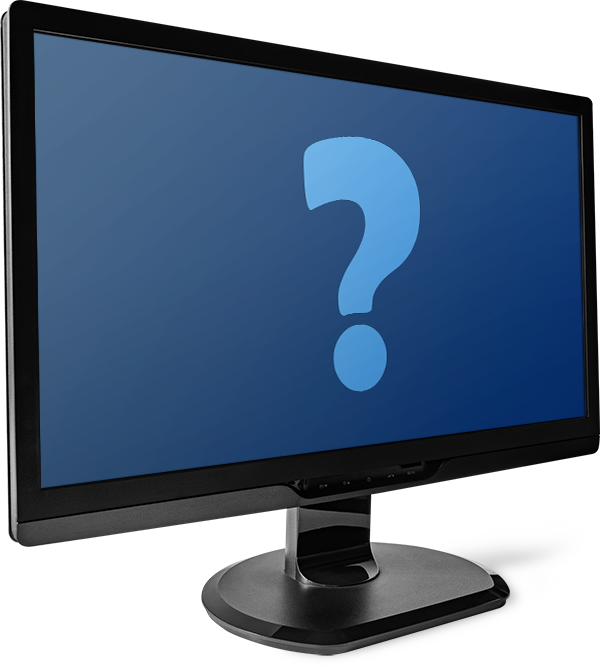 A monitor with a question mark